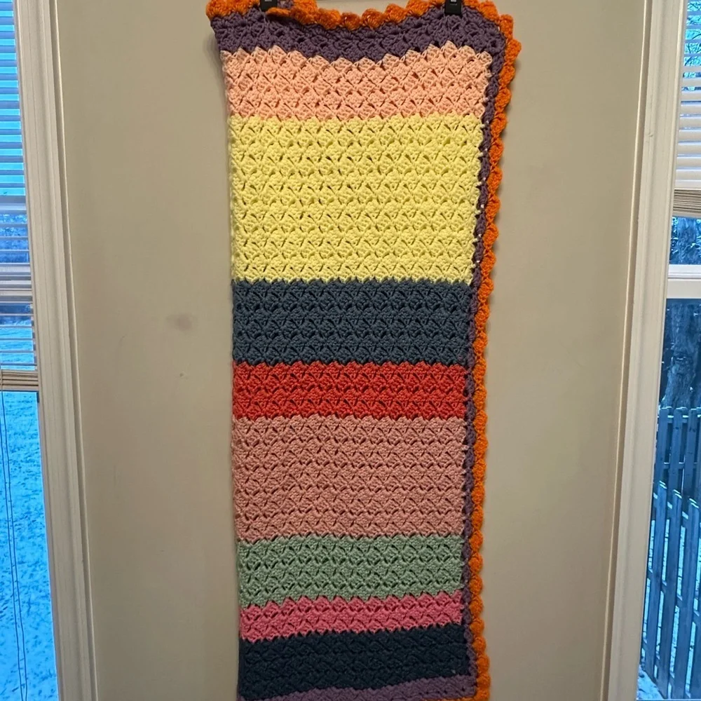 Handmade Unique Colorful Crochet Blanket 25x60